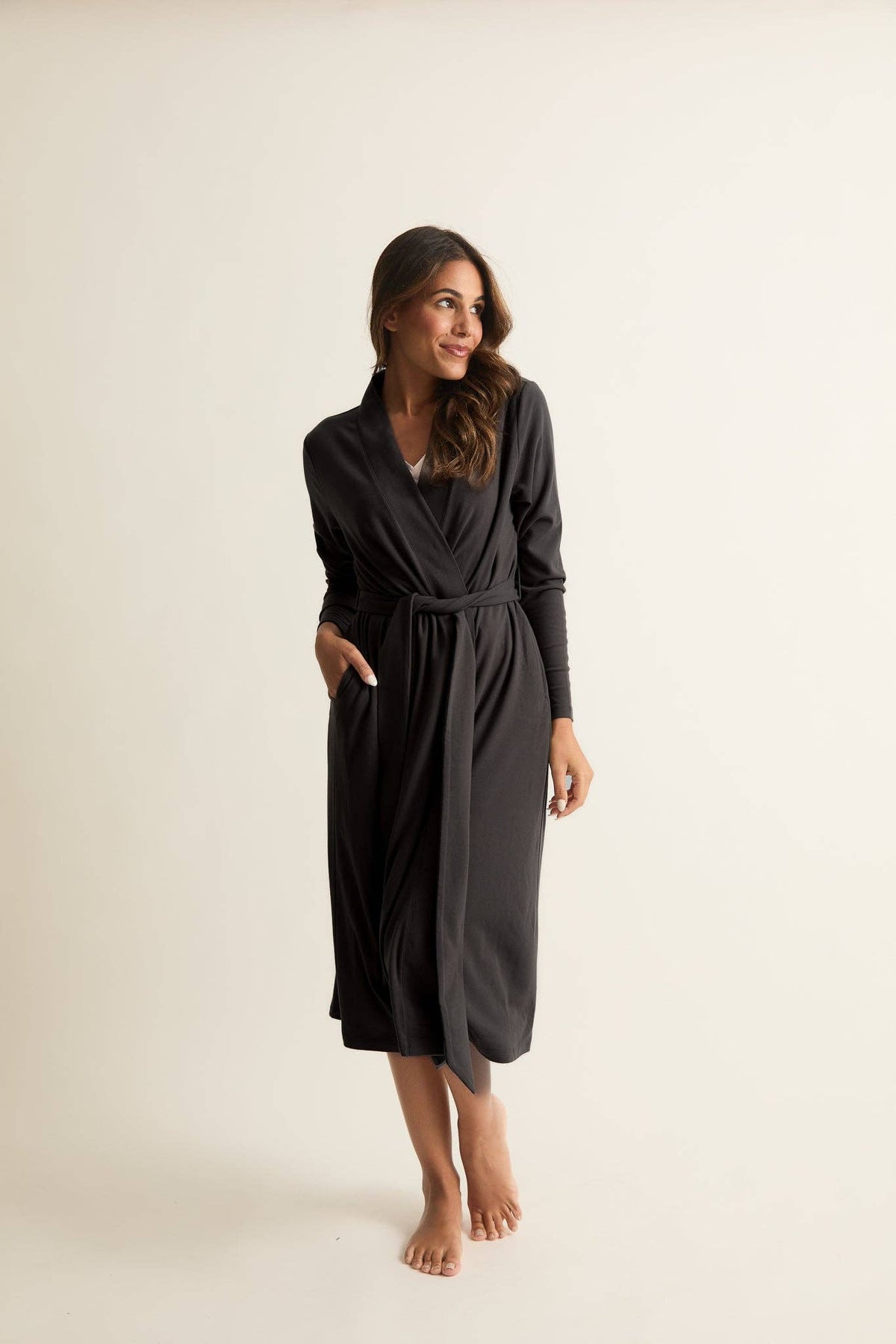 Soft Lounge Robe: Charcoal / Small/Medium