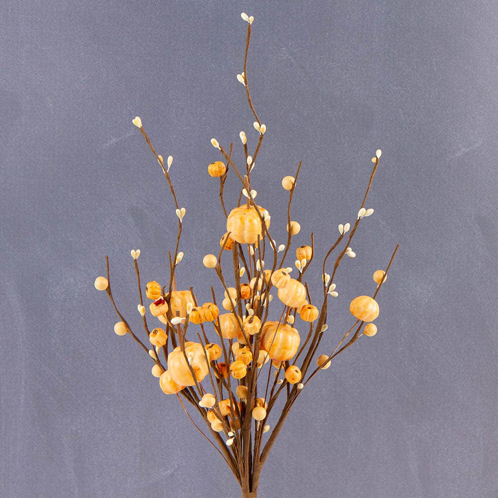 17" Fall Faux Pumpkin and Mixed Berry Stem - Select Color: Off-White
