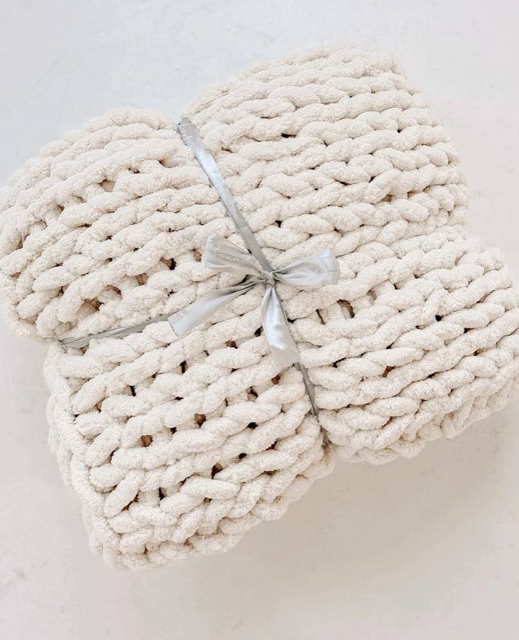 Chunky Knit Throw- Vanilla